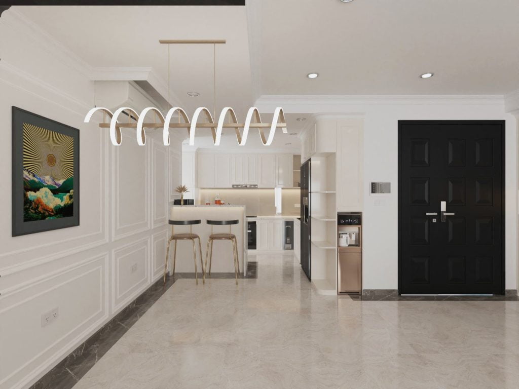 Góc nhìn từ phòng khách vào khu vực bếp