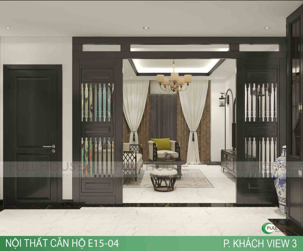 Mẫu căn hộ 3 phòng ngủ theo phong cách thiết kế nội thất Indochine