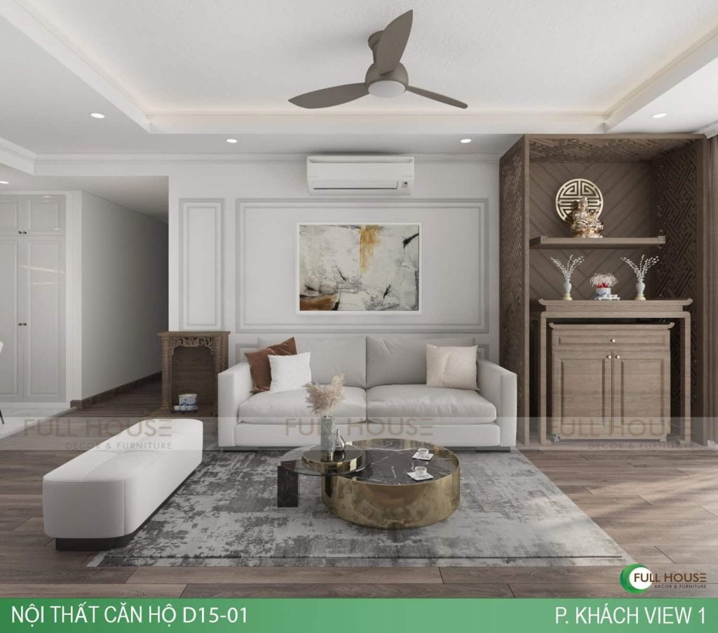 Phòng khách được thiết kế nội thất theo phong cách hiện đại