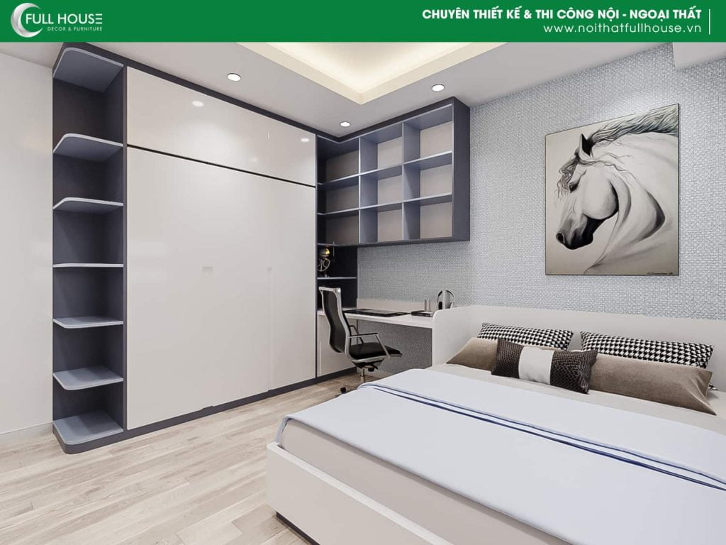 Thiết kế tủ quần áo đa năng kết hợp với bàn làm việc sẽ là giải pháp hiệu quả cho không gian nhỏ