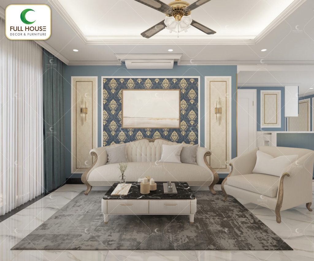 Thiết kế nội thất căn hộ 3 phòng ngủ phong cách Bán cổ điển