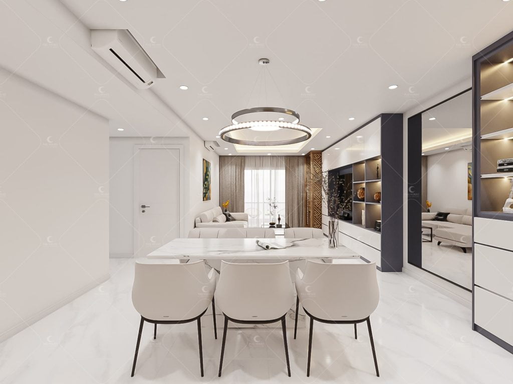 Thiết kế nội thất căn hộ chung cư 129m2 phong cách Hiện đại do Nội thất Full House thực hiện
