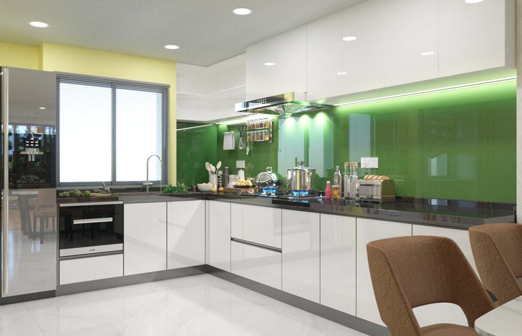 Các chuyên gia thiết kế gợi ý nên đặt kệ bếp hoặc bồn rửa ngay sát cửa sổ hoặc cửa ban công để tận dụng được nhiều ánh sáng tự nhiên nhất.